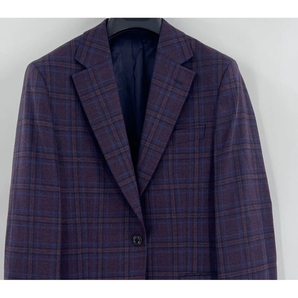 Charles Tyrwhitt Burgundy check lightweight wool texture slim fit jacket 38R - Picture 12 of 15